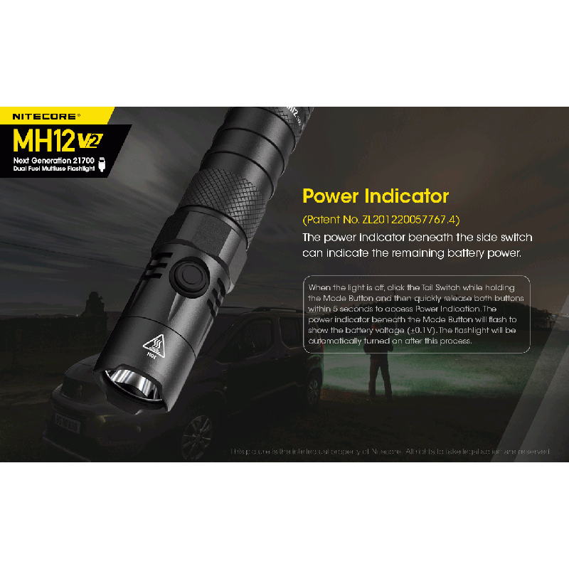 Linterna LED Nitecore MH12 V2 XP-L2 V6 1200 lúmenes iluminación portátil con batería 21700 para exteriores