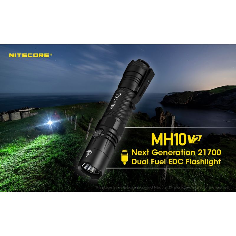 Linterna Nitecore MH10 V2 XP-L2 V6 1200 lúmenes LED carga USB-C diseño compacto materiales alta calidad