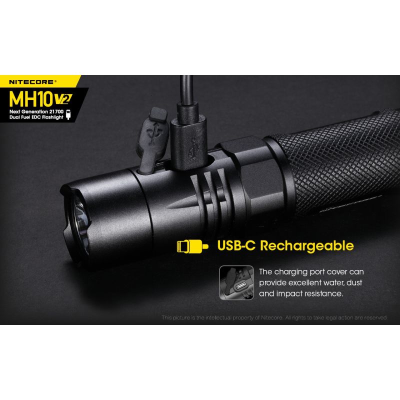 Linterna Nitecore MH10 V2 XP-L2 V6 1200 lúmenes LED carga USB-C diseño compacto materiales alta calidad