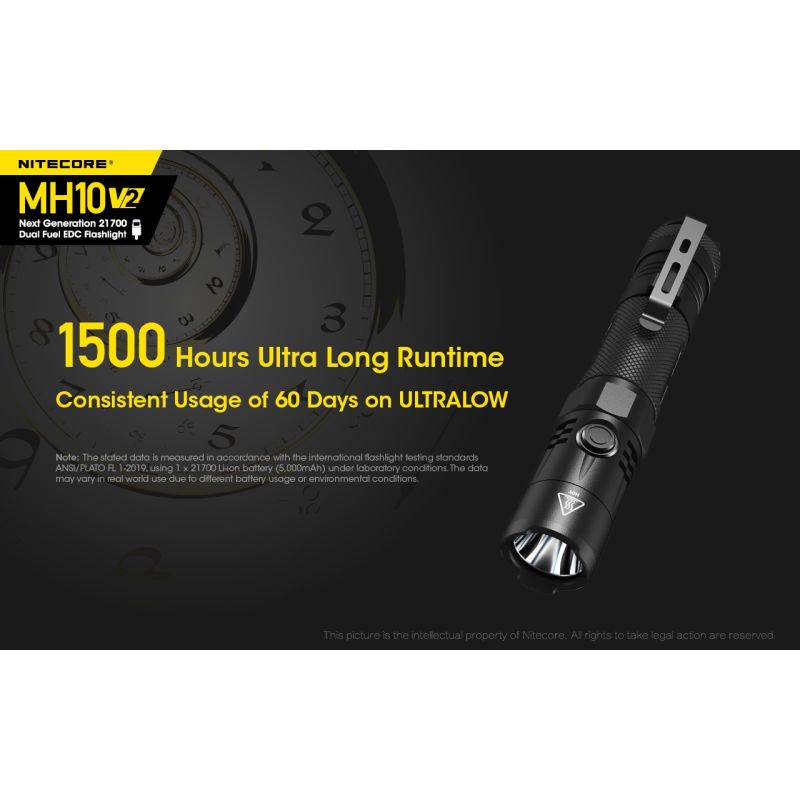 Linterna Nitecore MH10 V2 XP-L2 V6 1200 lúmenes LED carga USB-C diseño compacto materiales alta calidad