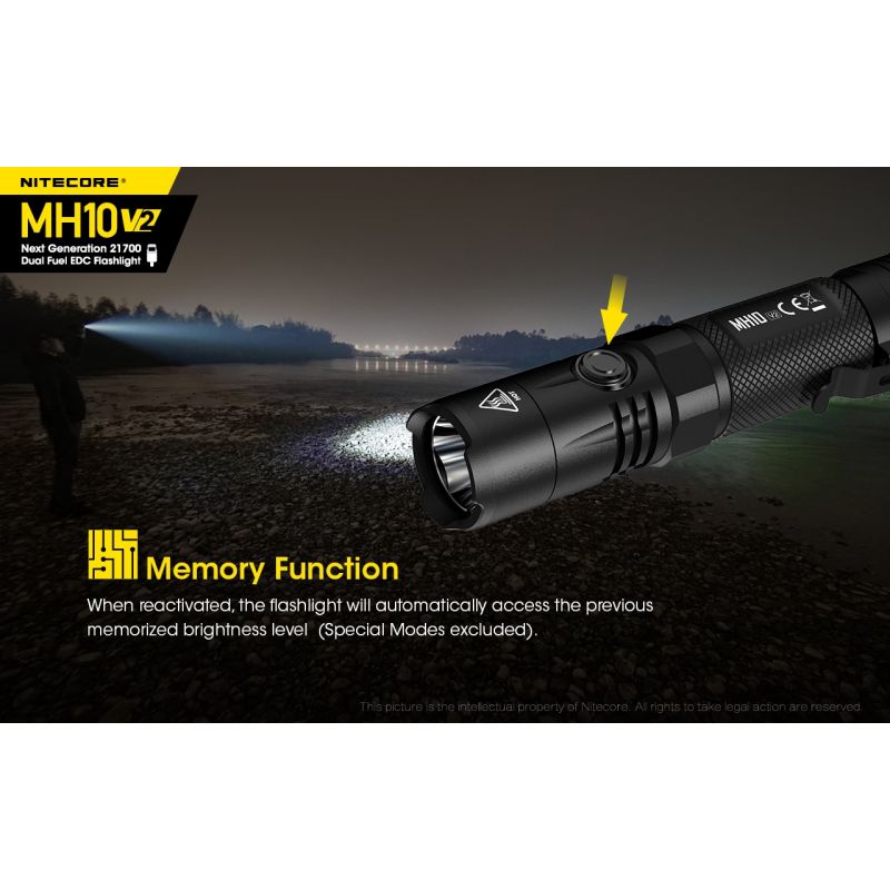 Linterna Nitecore MH10 V2 XP-L2 V6 1200 lúmenes LED carga USB-C diseño compacto materiales alta calidad