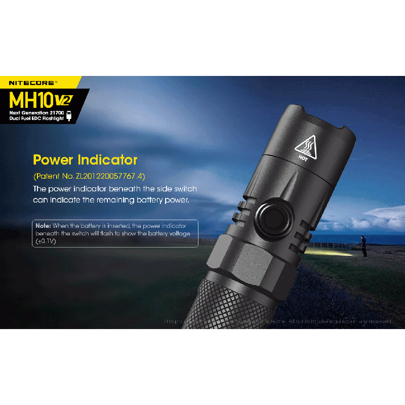 Linterna Nitecore MH10 V2 XP-L2 V6 1200 lúmenes LED carga USB-C diseño compacto materiales alta calidad