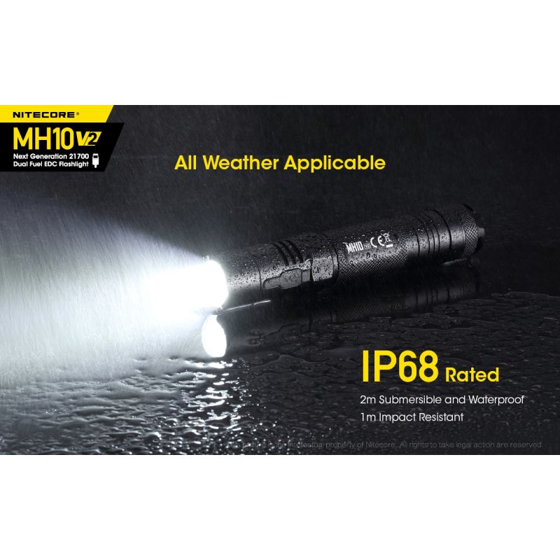 Linterna Nitecore MH10 V2 XP-L2 V6 1200 lúmenes LED carga USB-C diseño compacto materiales alta calidad
