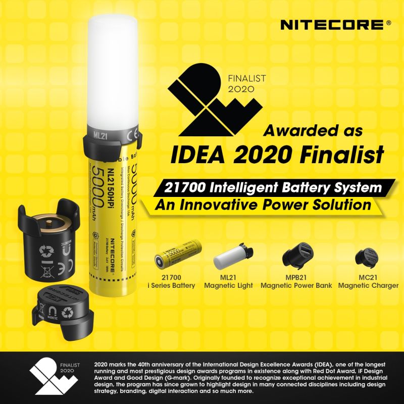 Sistema de Batería NITECORE 21700 con Luz Magnética ML21 y Banco de Potencia MPB21 para Iluminación Exterior