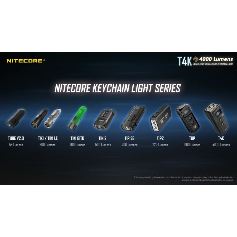 Linterna de llavero Nitecore T4K 4000 lúmenes carga USB-C potente y ligera para iluminación exterior
