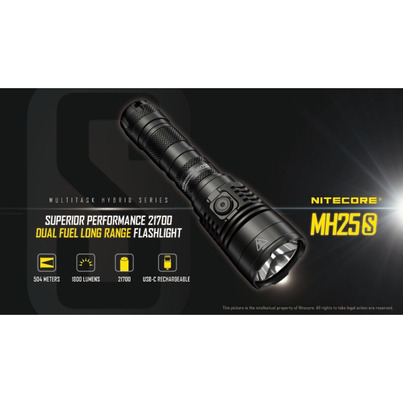 Linterna Nitecore MH25S con Luminus SST-40 recargable USB-C 1800 lúmenes alto brillo para actividades al aire libre