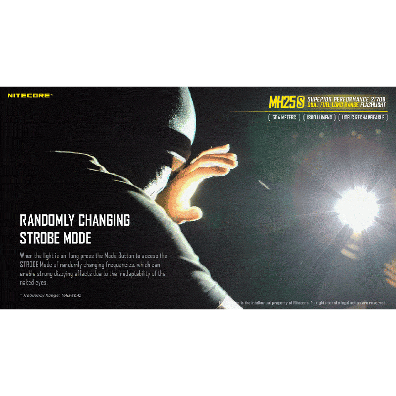 Linterna Nitecore MH25S con Luminus SST-40 recargable USB-C 1800 lúmenes alto brillo para actividades al aire libre
