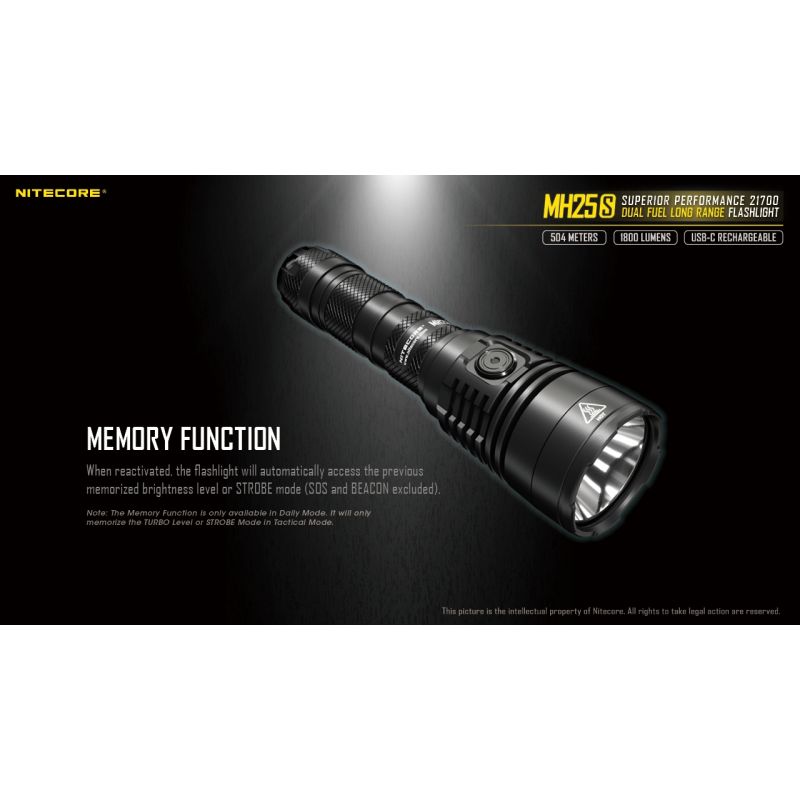 Linterna Nitecore MH25S con Luminus SST-40 recargable USB-C 1800 lúmenes alto brillo para actividades al aire libre