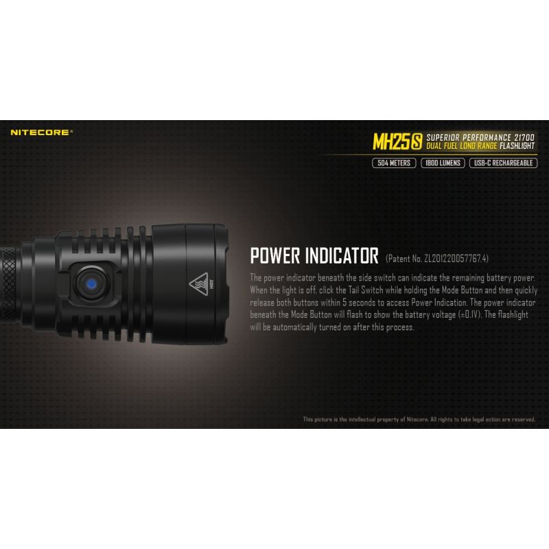 Linterna Nitecore MH25S con Luminus SST-40 recargable USB-C 1800 lúmenes alto brillo para actividades al aire libre