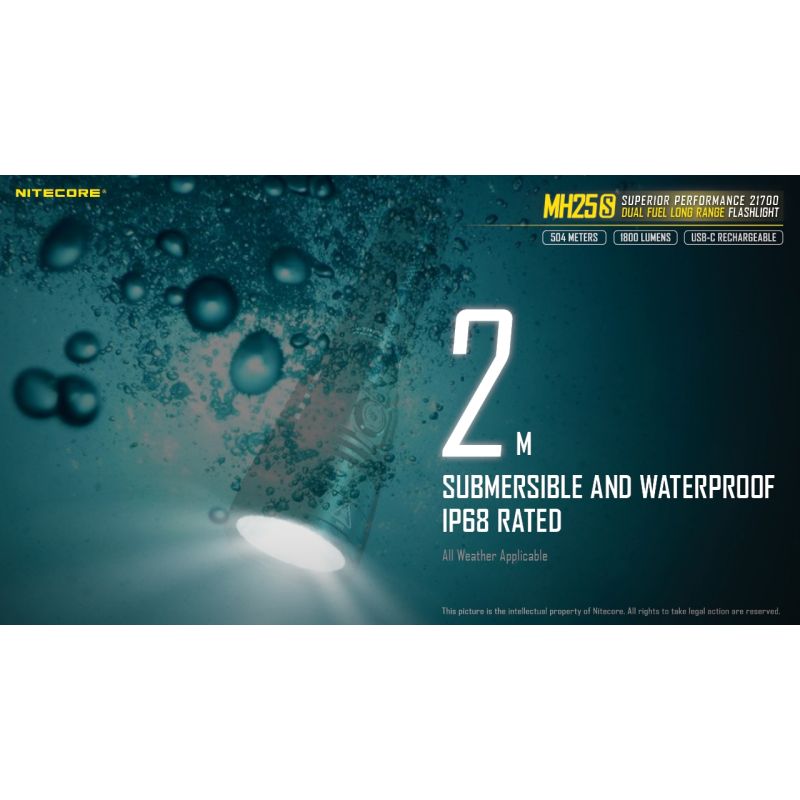 Linterna Nitecore MH25S con Luminus SST-40 recargable USB-C 1800 lúmenes alto brillo para actividades al aire libre