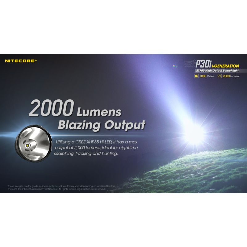 Linterna Nitecore P30i LED de 2000 lúmenes alcance de 1000 metros para iluminación exterior y aventuras nocturnas