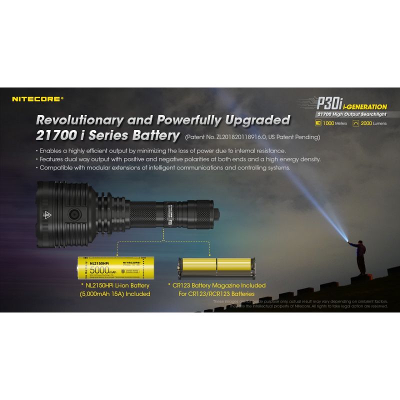 Linterna Nitecore P30i LED de 2000 lúmenes alcance de 1000 metros para iluminación exterior y aventuras nocturnas