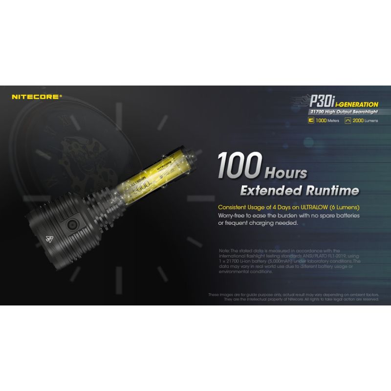 Linterna Nitecore P30i LED de 2000 lúmenes alcance de 1000 metros para iluminación exterior y aventuras nocturnas