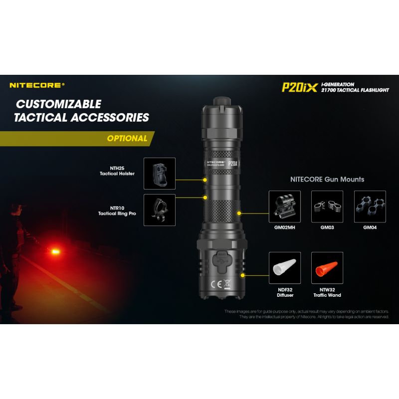 Linterna táctica Nitecore P20IX LED 4 x XP-L2 V6 4000 lúmenes recargable con USB-C modo estroboscópico ideal camping