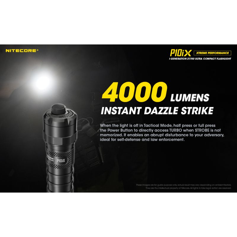 Linterna táctica Nitecore P10iX 4000 lúmenes potente para exteriores con 158 metros de alcance y alta durabilidad