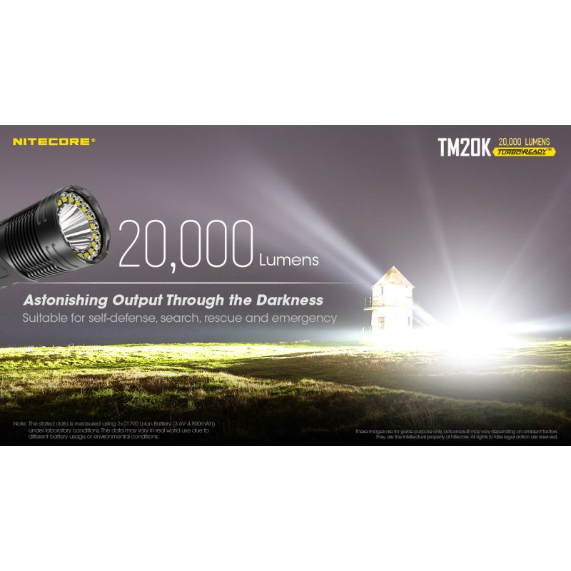 Linterna LED Nitecore TM20K Recargable USB-C 20000 Lúmenes Potente Linterna Ligera y Duradera para Exteriores