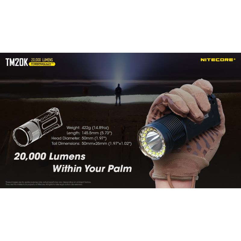 Linterna LED Nitecore TM20K Recargable USB-C 20000 Lúmenes Potente Linterna Ligera y Duradera para Exteriores