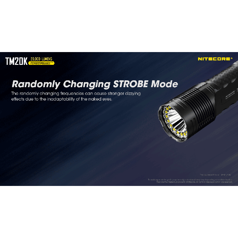 Linterna LED Nitecore TM20K Recargable USB-C 20000 Lúmenes Potente Linterna Ligera y Duradera para Exteriores
