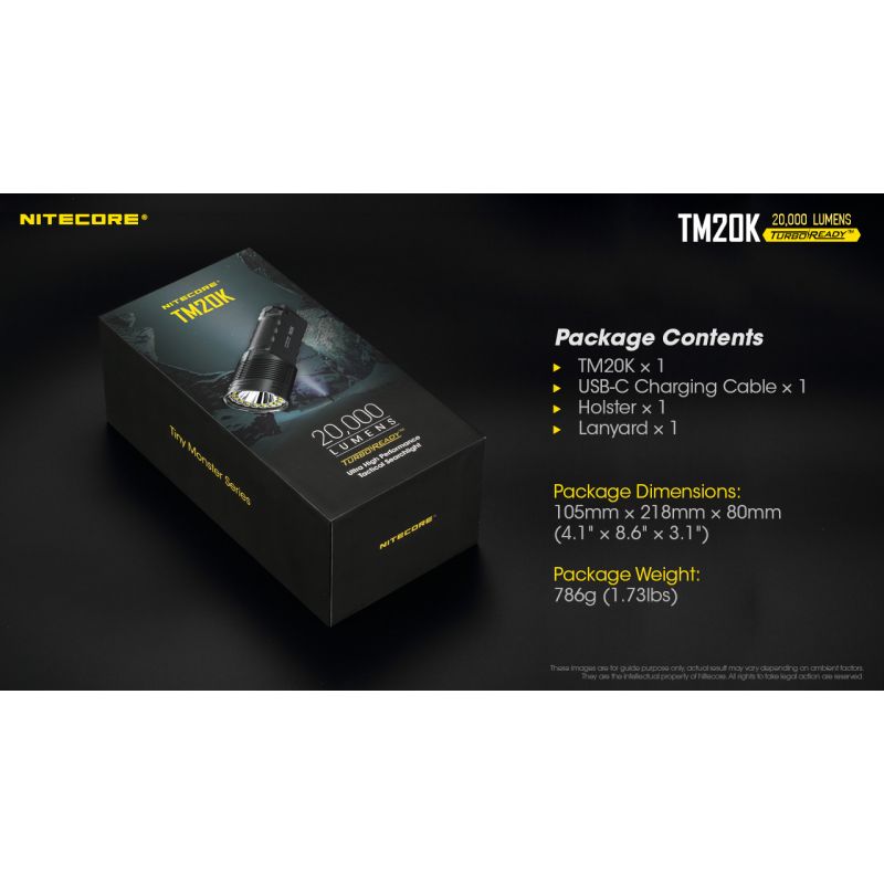 Linterna LED Nitecore TM20K Recargable USB-C 20000 Lúmenes Potente Linterna Ligera y Duradera para Exteriores