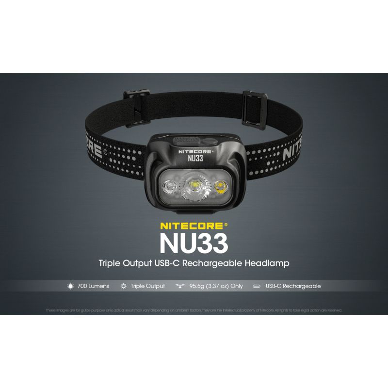 Linterna frontal Nitecore NU33 USB-C recargable 700LM LED alto CRI impermeable ligera y duradera para exteriores