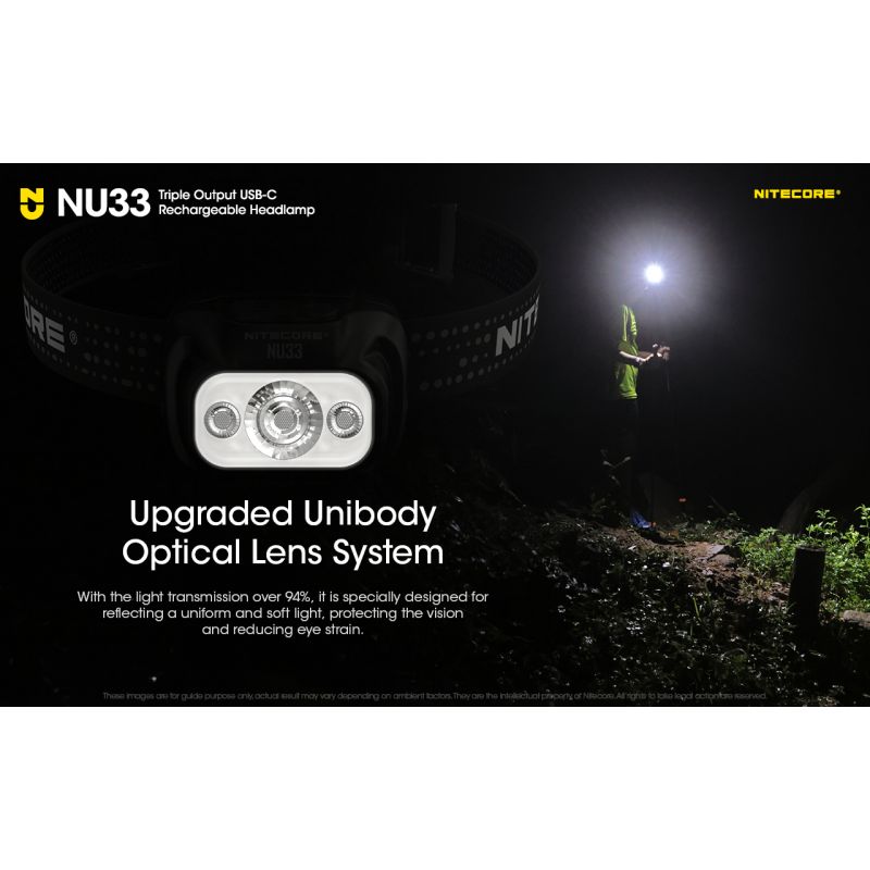 Linterna frontal Nitecore NU33 USB-C recargable 700LM LED alto CRI impermeable ligera y duradera para exteriores
