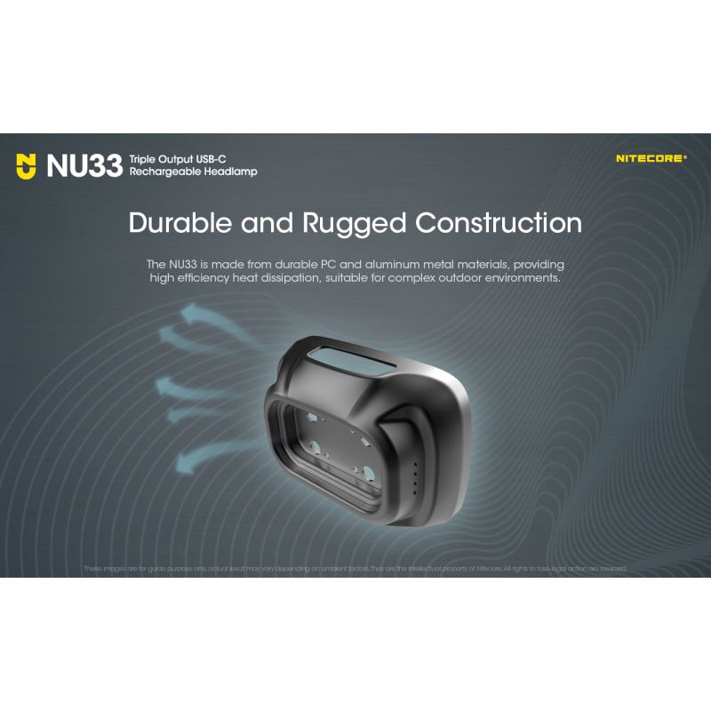 Linterna frontal Nitecore NU33 USB-C recargable 700LM LED alto CRI impermeable ligera y duradera para exteriores