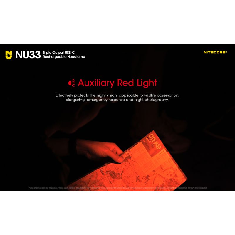 Linterna frontal Nitecore NU33 USB-C recargable 700LM LED alto CRI impermeable ligera y duradera para exteriores