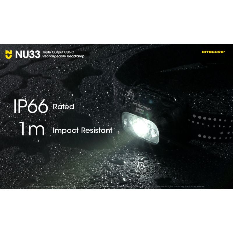 Linterna frontal Nitecore NU33 USB-C recargable 700LM LED alto CRI impermeable ligera y duradera para exteriores