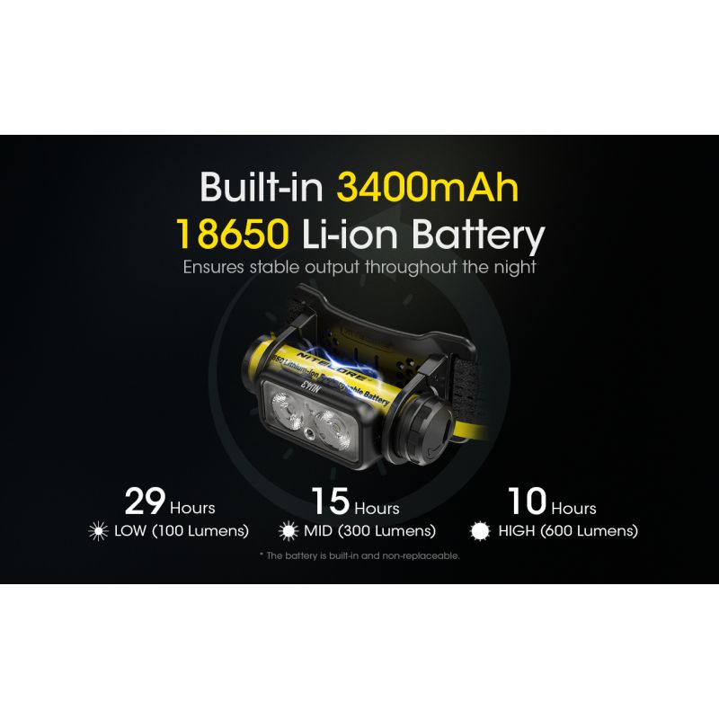 Linterna Frontal Recargable NITECORE NU43 para Camping Luz Blanca y Roja 1400 Lúmenes y Batería 3400mAh