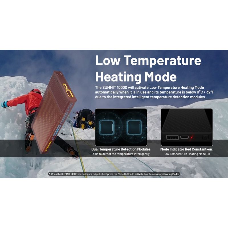 Nitecore Summit 10000 Power Bank -40°C, Batería Externa Carga Rápida, Ligera y Compacta para Senderismo/Camping