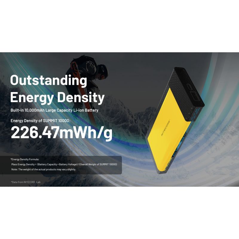 Nitecore Summit 10000 Power Bank -40°C, Batería Externa Carga Rápida, Ligera y Compacta para Senderismo/Camping