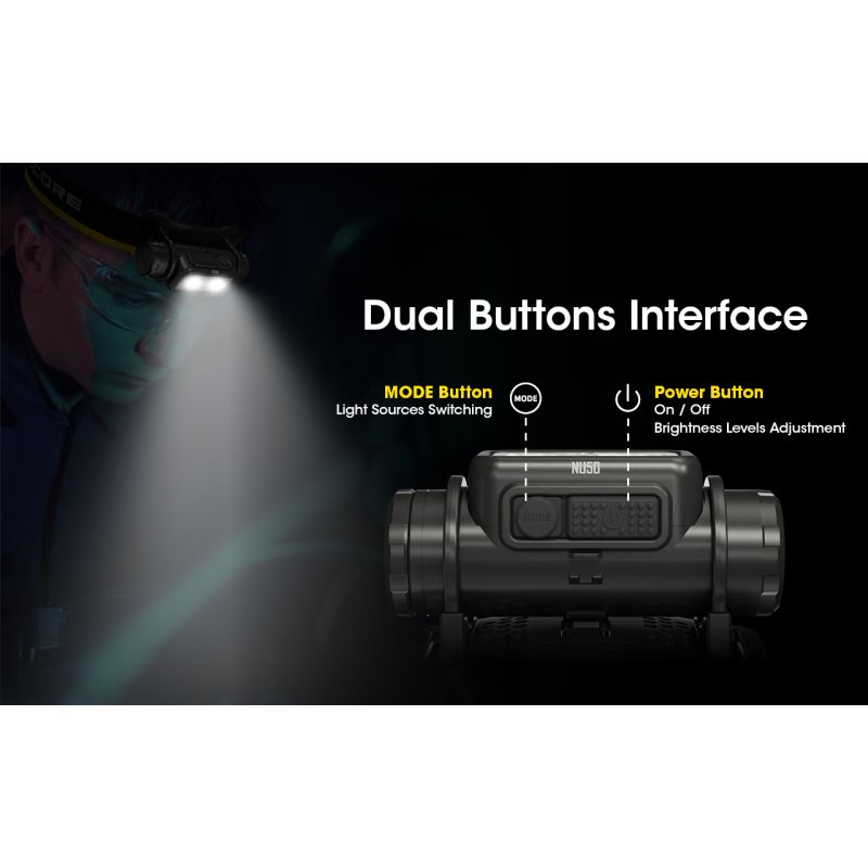 Linterna Frontal LED Nitecore NU50 1400 Lúmenes Recargable con Larga Duración para Senderismo y Ciclismo