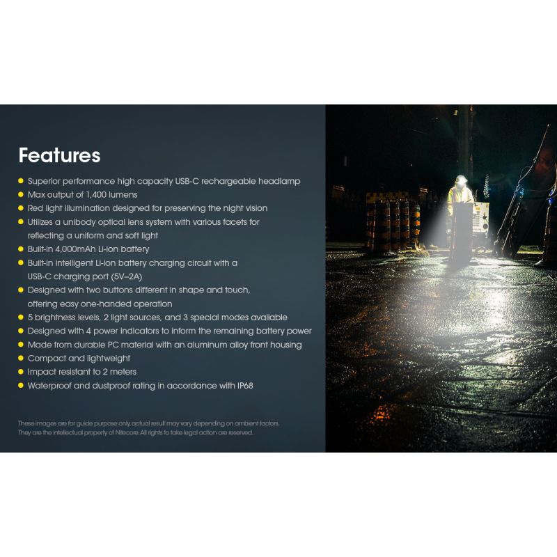 Linterna Frontal LED Nitecore NU50 1400 Lúmenes Recargable con Larga Duración para Senderismo y Ciclismo