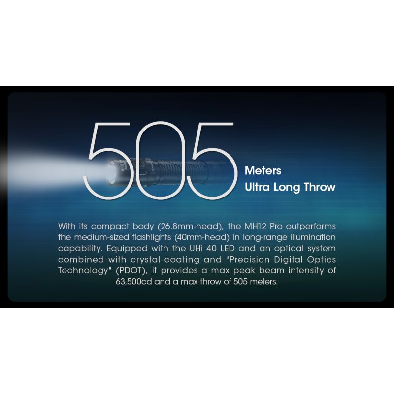 Linterna recargable Nitecore MH12 Pro 3300 lúmenes USB-C alta luminosidad para aventuras al aire libre