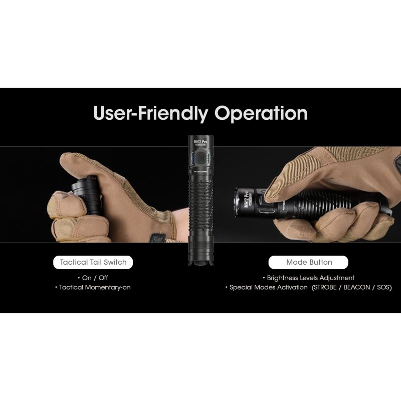 Linterna recargable Nitecore MH12 Pro 3300 lúmenes USB-C alta luminosidad para aventuras al aire libre