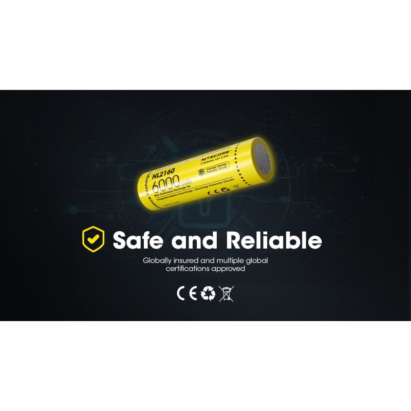 Batería recargable NITECORE NL2160 6000mAh 3.6V alta descarga eficiencia ideal linternas alta potencia
