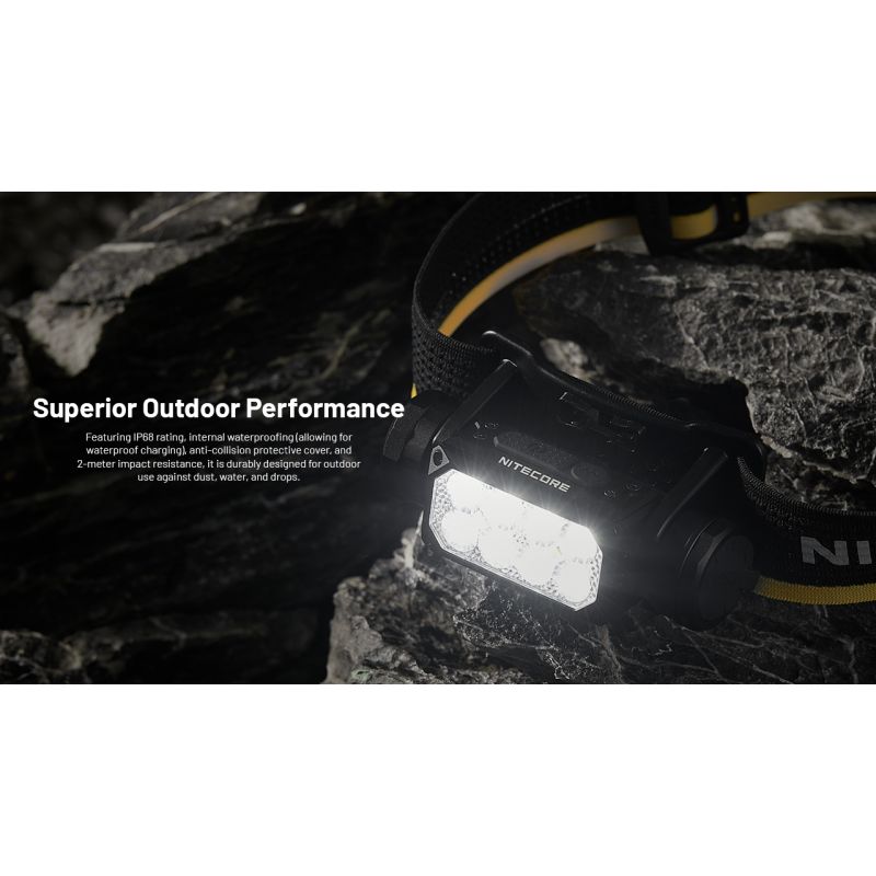 Linterna Frontal NITECORE HC65 UHE 2000 lúmenes Recargable USB-C con Larga Duración de Batería para Campamento