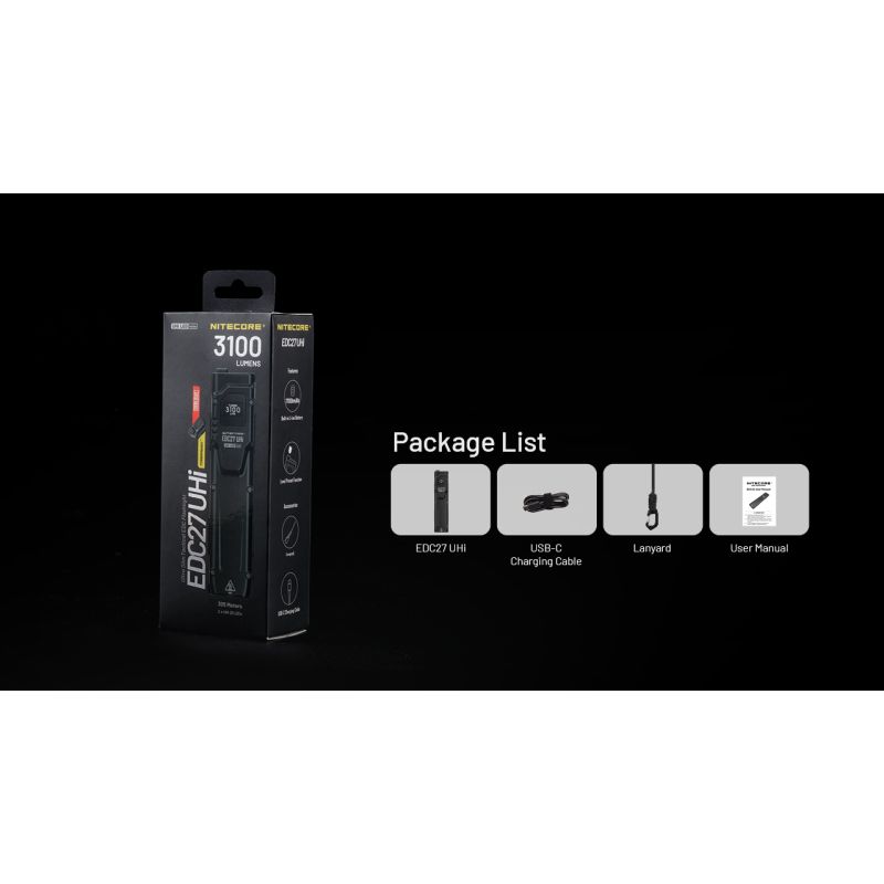 Linterna compacta NITECORE EDC27 UHi 3100 lúmenes USB-C potente herramienta aventureros linterna recargable