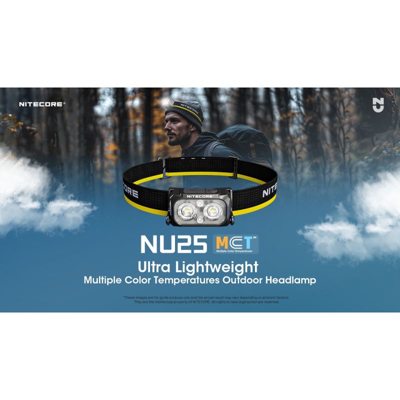 NITECORE NU25 MCT linterna frontal LED recargable 400 lúmenes con carga USB-C diseño compacto para aventureros