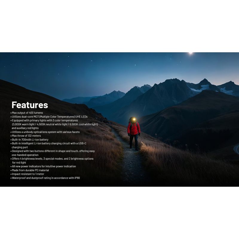 NITECORE NU25 MCT linterna frontal LED recargable 400 lúmenes con carga USB-C diseño compacto para aventureros