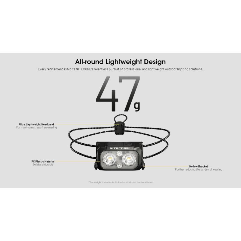 NITECORE NU25 MCT UL linterna frontal mejorada de 400 lúmenes recargable USB-C para aventuras al aire libre