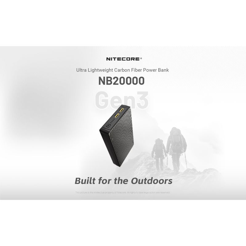 Banco de energía Nitecore NB20000 Gen3 20000mAh Dual Port USB-C alta capacidad carga rápida diseño compacto