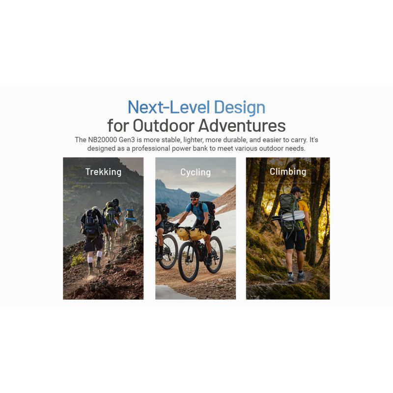 Banco de energía Nitecore NB20000 Gen3 20000mAh Dual Port USB-C alta capacidad carga rápida diseño compacto