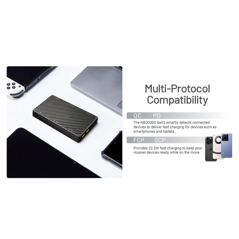 Banco de energía Nitecore NB20000 Gen3 20000mAh Dual Port USB-C alta capacidad carga rápida diseño compacto