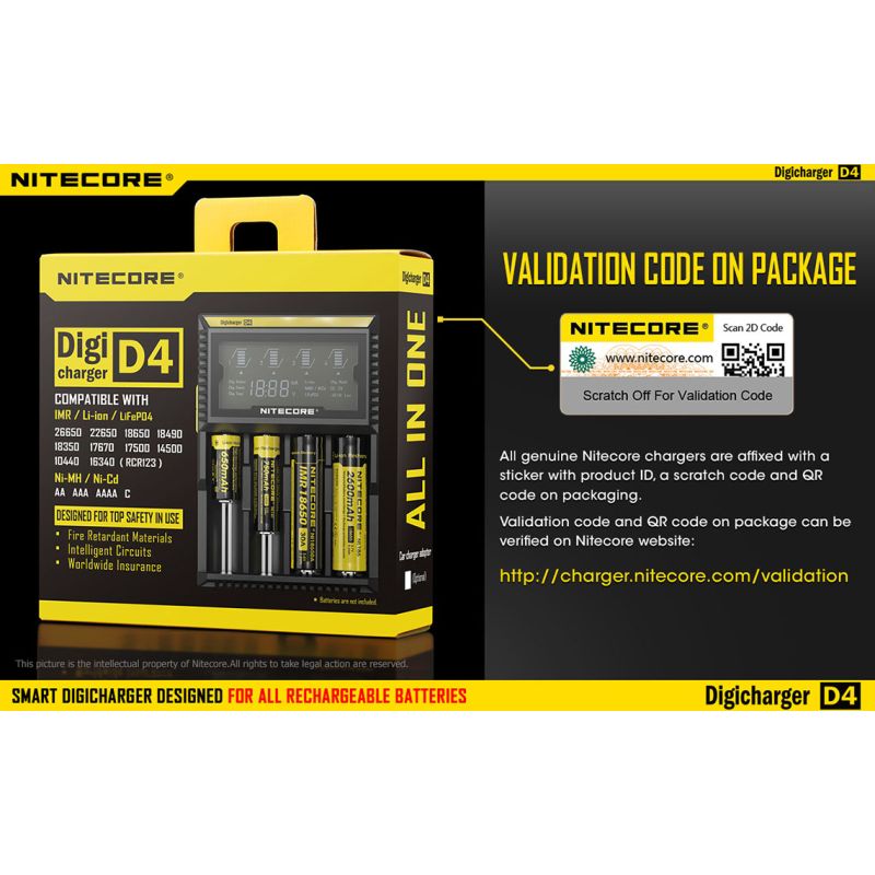 Cargador Nitecore D4 con pantalla LCD cargar baterías Li-Ion 18650 14500 26650 seguridad carga avanzada