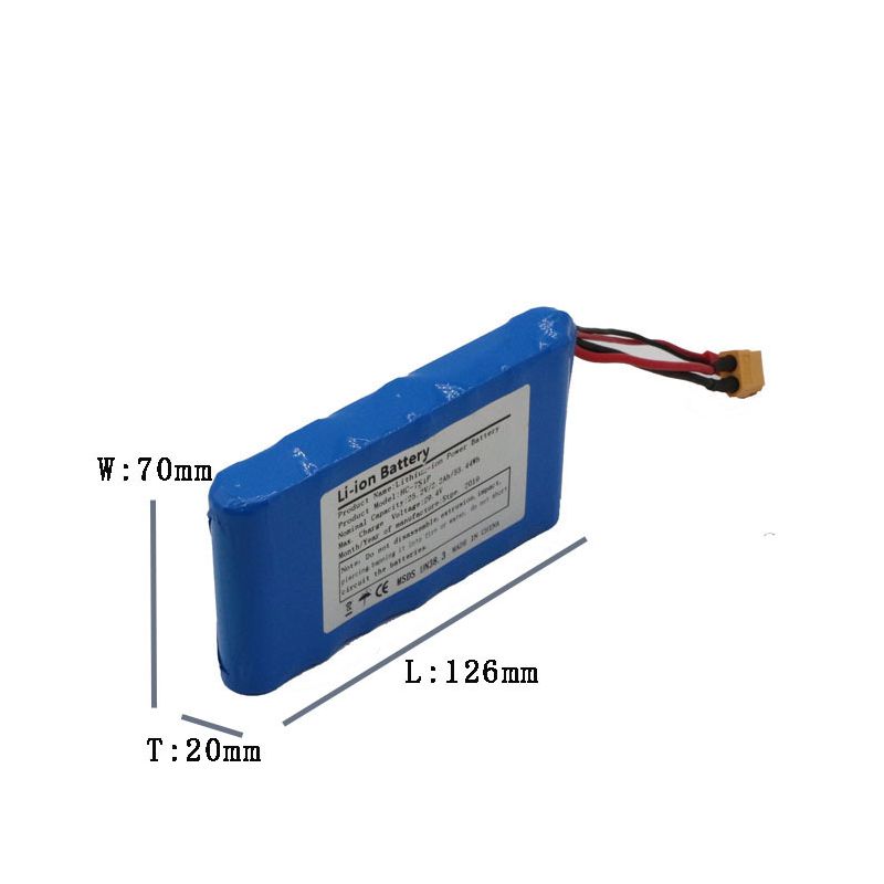 Batería de iones de litio 25,2V 5C ligera para monopatín de cuatro ruedas alto rendimiento y características de seguridad