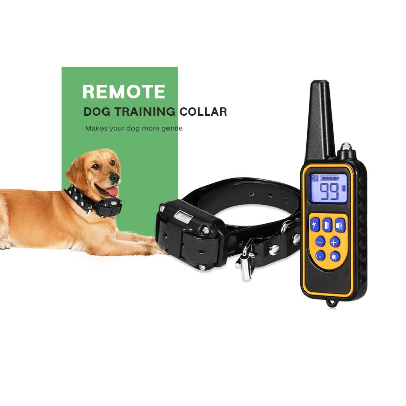 Collar de Entrenamiento para Perros 800m Impermeable Recargable con Control Remoto y Pantalla LCD Ajustable
