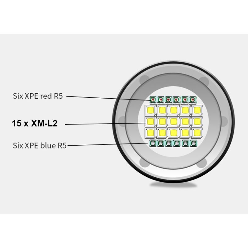 Linterna de Buceo UV QH14/QH27 20000 lúmenes multifunción ideal para arrecifes de coral y exploración submarina