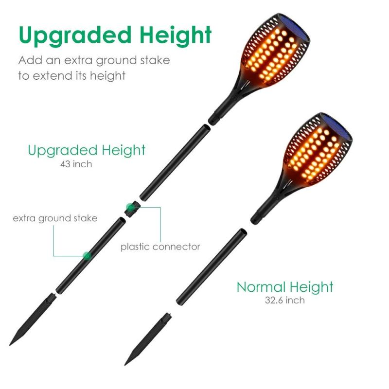 Luces solares de antorcha impermeables con efecto de llama realista para decoración de paisajes e iluminación exterior