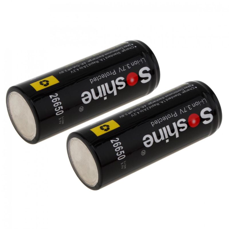 Batería recargable Soshine 26650 5500mAh 3.7V alto rendimiento ideal para linternas y uso en herramientas electrónicas